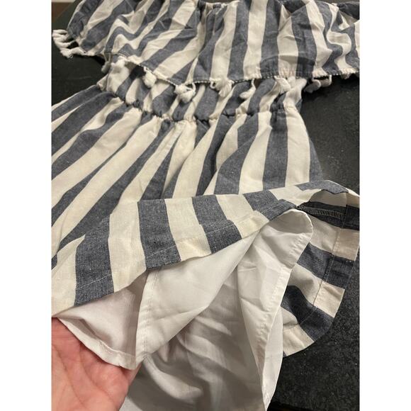 Shein Unity Stripe fringe trim Bardot Romper MED - Picture 2 of 7